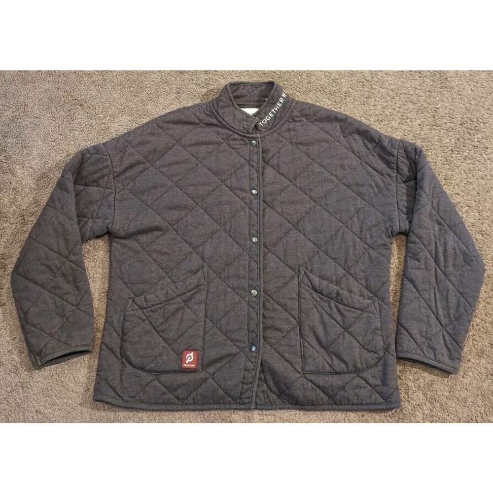 Women's Peloton Together We Ride Quilted Snap Button Gray Jacket Large